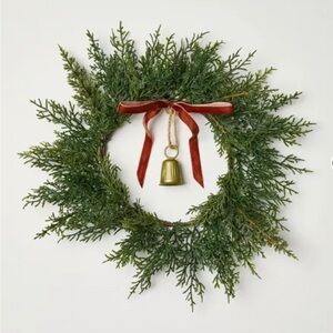 12" Mini Cypress with Brass Bell and Ribbon Christmas Wreath - Hearth & Hand™